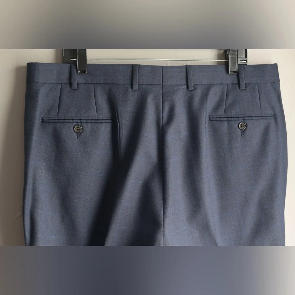 Lauren Ralph Lauren Dress Pants Mens 38 X‎ 29 Blue Wool Blend Muted Plaid Office